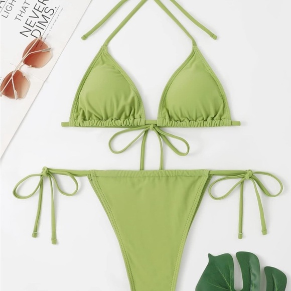 Lime green two Piece Bikini Size Lare - Picture 1 of 8